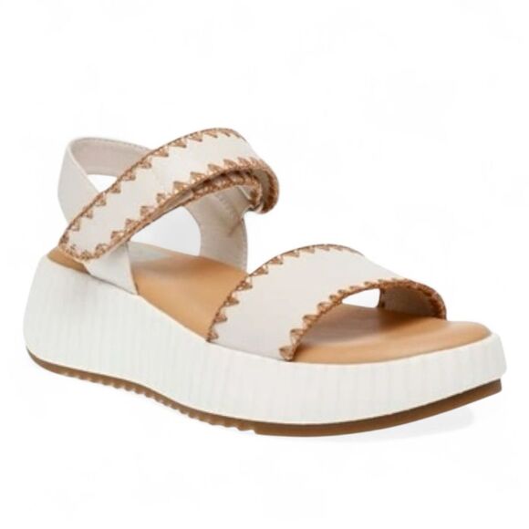 DV by Dolce Vita Shoes - DV by Dolce Vita White Platform Sandal with Tan Stitching